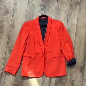 JCREW women’s red/orange blazer with blue polka dot lining